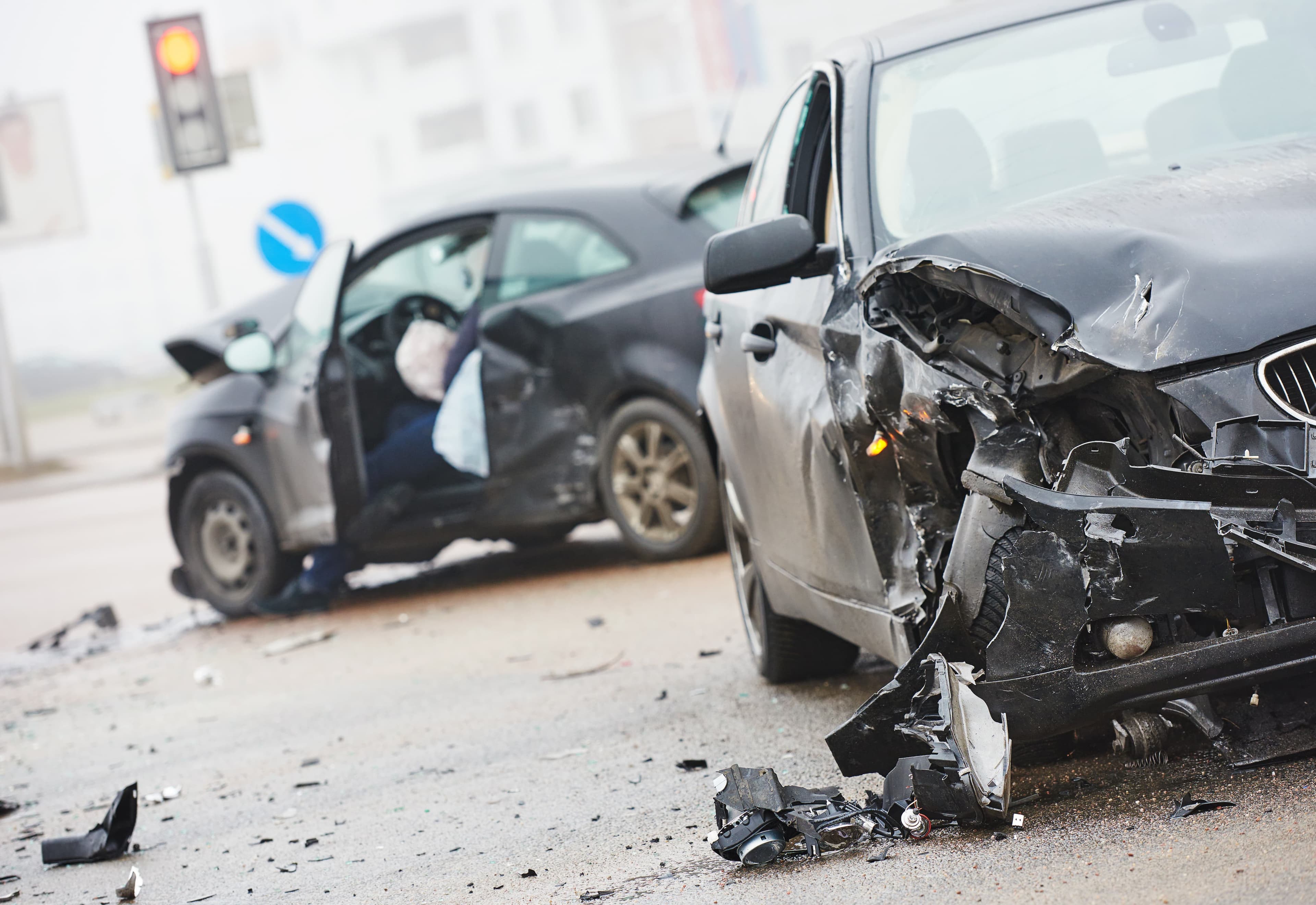 Two cars with damage from a wreck | Personal Injury | The Sullivan Law Firm